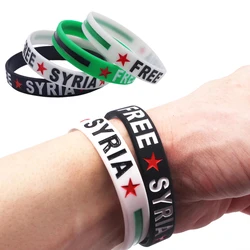 1pcs Love Peace Free Syria Silicone Wristband Debossed Letter Star Silicone Bracelet &Bangles Women Men Sports Wrist Band
