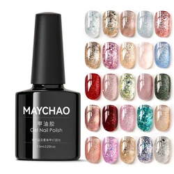 MAYCHAO Glitter Sequins UV Gel Nail Polish Summer Color Semi Permanant Soak Off UV Gel All For Manicure Nail Art Varnish 7.3ml