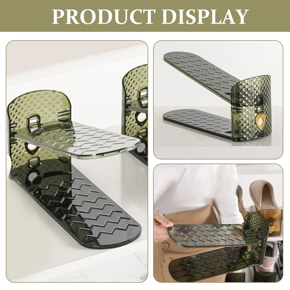 

2Pcs Double Layer Rack Adjustable Height Shoe Stacking Shelf Compact Storage ganizer Entryway Closet Shoes Holders Non Slip