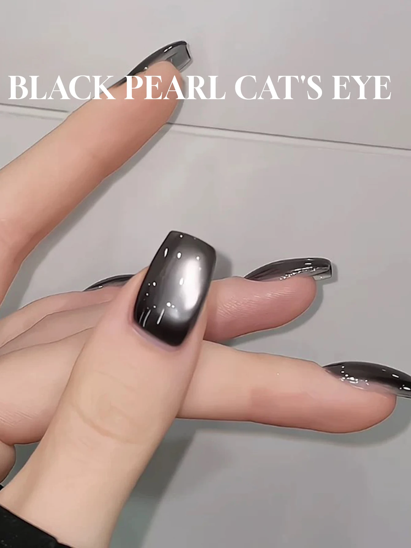 MIANEL 12ML 1-4pcs Summer New black Pearl Cat Eye Gel Nail Polish,  Pure Black Nails Dark White Nail Polish Summer Nails