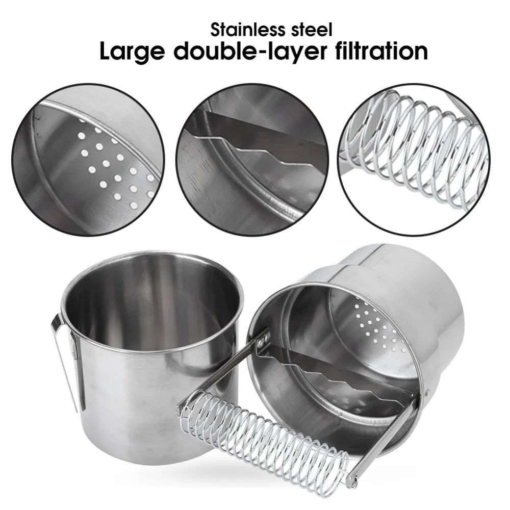 

Large Capacity Double-layer Stainless Steel Artist Brush Washer Sturdy Portable Filterable Art Washing Container