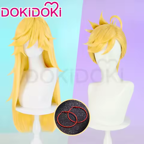 IN STOCK Pantyy Wig Anime DokiDoki Pantyy Cosplay Earrings 75cm Golden Long Hair High Heat Resistant Free Wig Cap