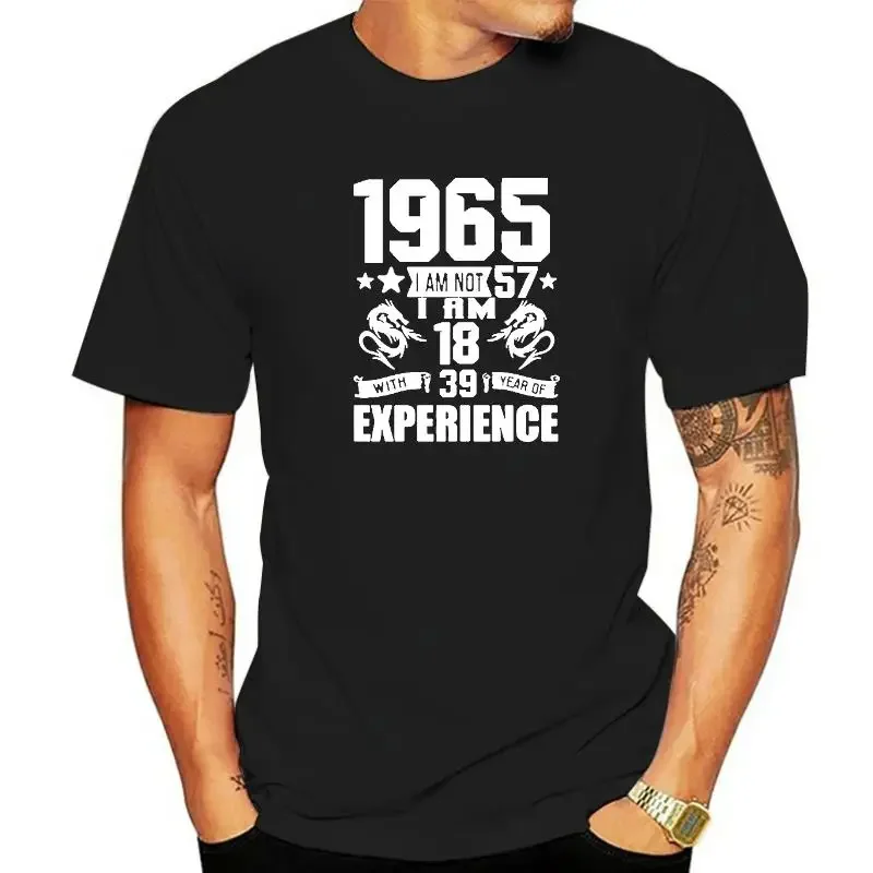 Gift Print Joke T-shirt 57 Years Awesome Husband Casual Sleeve Cotton Men 2022 Funny Made In 1965 Birthday Short Sleeve Cartoon