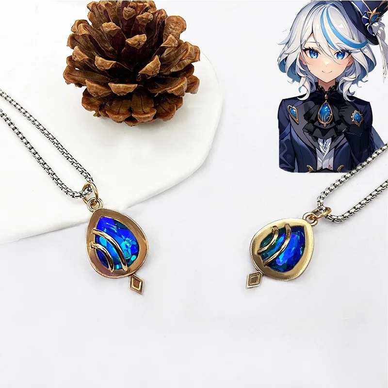 1pcs Necklace Furina Anime Figure Pendant Chain Lanyard Gifts For Child Students Friends Game Series  Fashion Jewelry