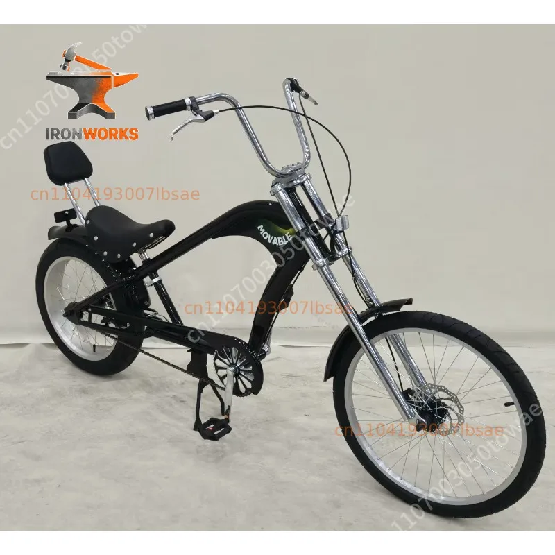 20-24 Inch Chopper Fat Tire Cruiser Bike, Retro Chopper Bicycle with Extended Front Fork, Beach Cruiser Bike for Leisure Riding