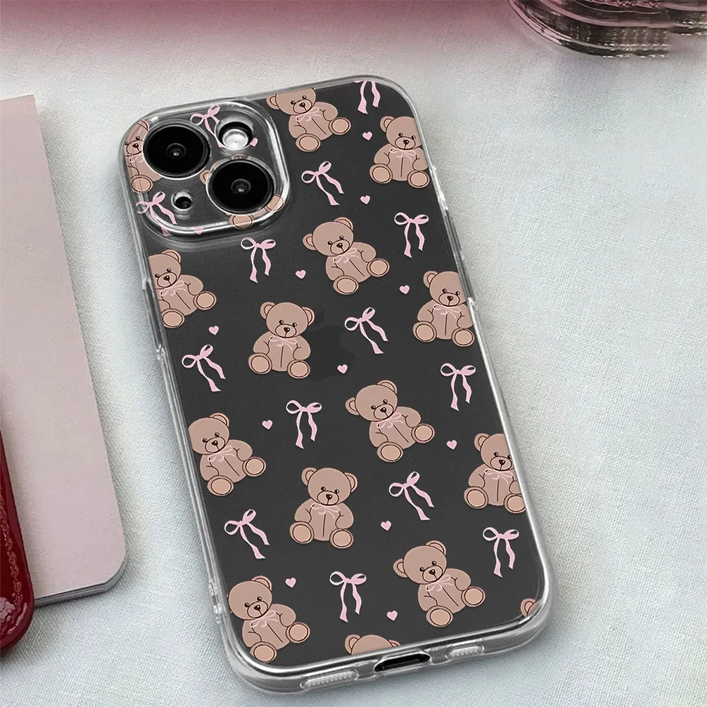 Phone Case For Samsung Galaxy S25 S26 S24 S21 S23 Plus FE Note 20 Ultra A53 A56 A55 A36 A54 Shockproof Soft Teddy Bear Bow Cover - view 3