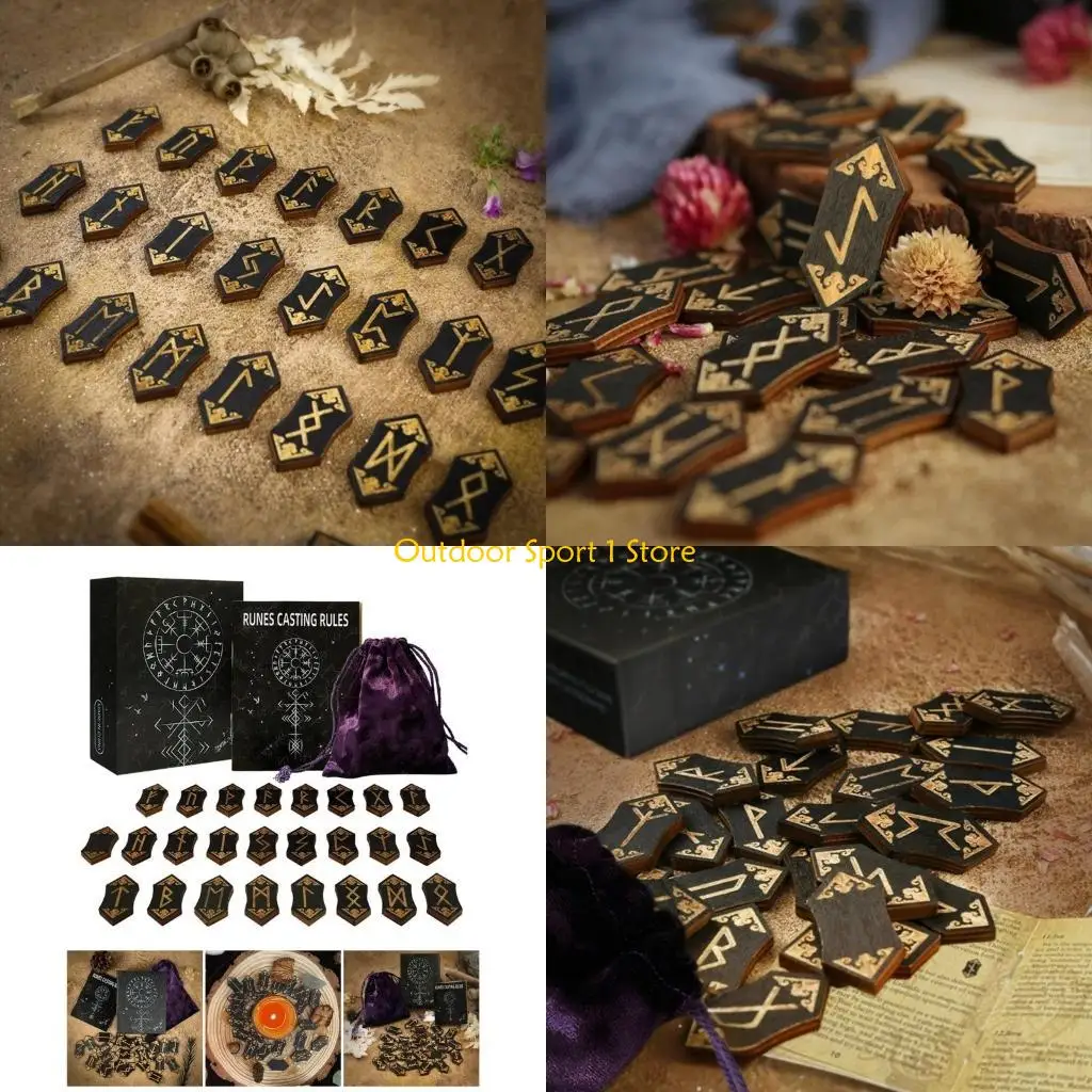 

A0KA Руна ручной руны ручной работы ручной руны с различными макетами Символические значения и сумка для хранения