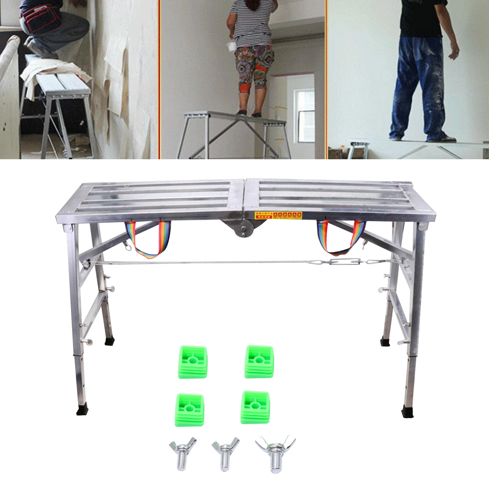 Imagem -03 - Plataforma de Andaime 441 Lbs Capacidade de Carga Resistente Dobrável com Parafusos Plataforma de Trabalho de Aço Escada de Passo Fezes de Pintura de Drywall