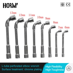 Pipe Socket Wrench L-shaped Chrome Plated 6/7mm Perforated Elbow Hexagonal Double-Head Repair Tool For 3D Printer MK8/E3D Nozzle