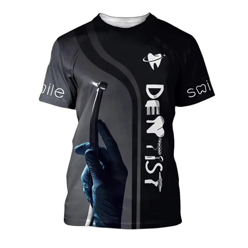 2026 New Men's T-Shirt Tooth 3D Printed Daily T Shirt For Man Short Sleeve Fashion Casual Street Dentist