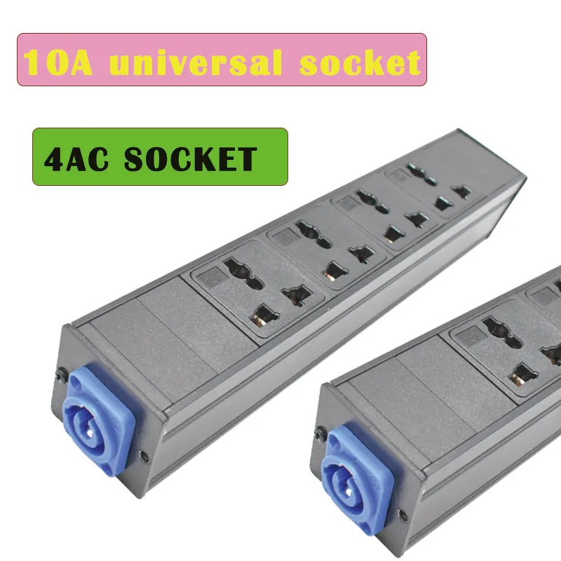 4AC 10A Universal Socket PDU Power Strips Schuko Powerlink Box Power Amplifier Audio 3P Aviation Plug US AU EU UK Israel Plug
