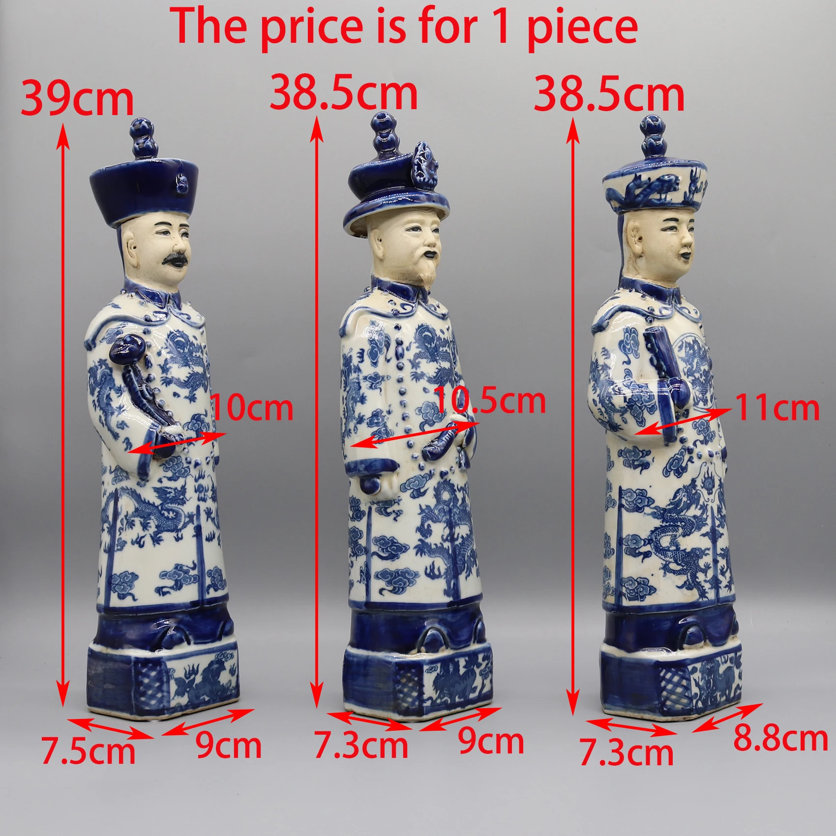 3 Generations of Chinese Emperors in Qing Dynasty, Porcelain Emperor Statue, Home Decoration