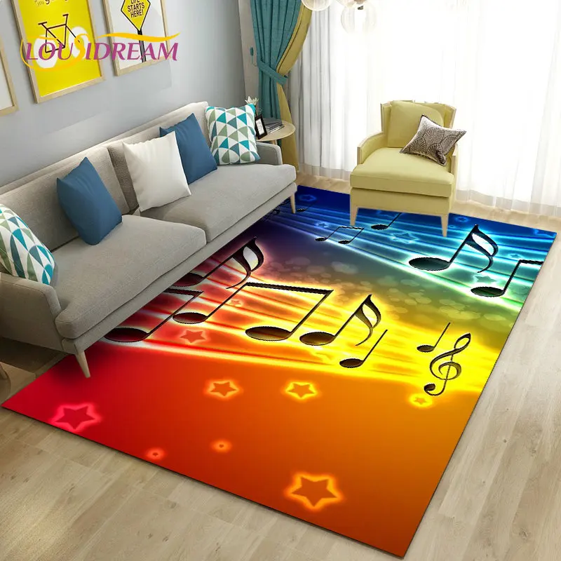 3D Beautiful Music Notes Area Rug Large,Carpet Rug for Living Room Bedroom Sofa Kitchen Decoration,Kid Play Non-slip Floor Mat