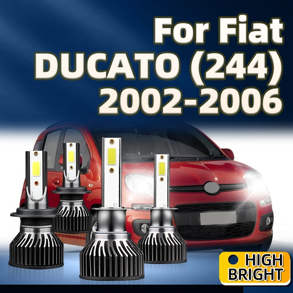 

4PCs 150W High Power LED Headlight H1 H7 Turbo Lamp 6000K Car Light For Fiat DUCATO (244) 2002 2003 2004 2005 2006