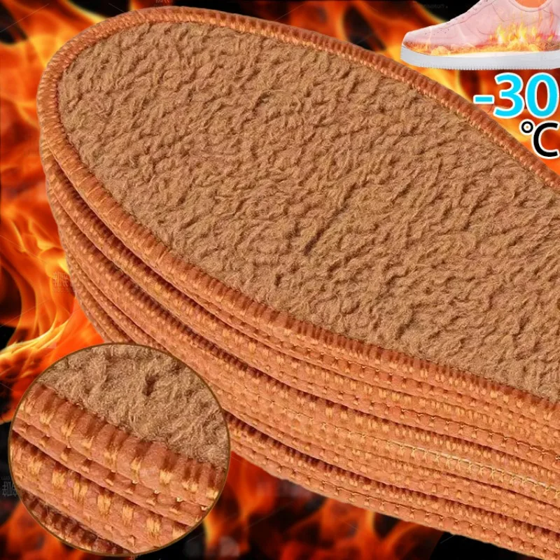 

Winter Alpaca Cashmere Thick Insoles Odor Proof Comfortable Cotton Velvet Warm Shoe Pad High Elastic Thermal Insole Soft Footpad