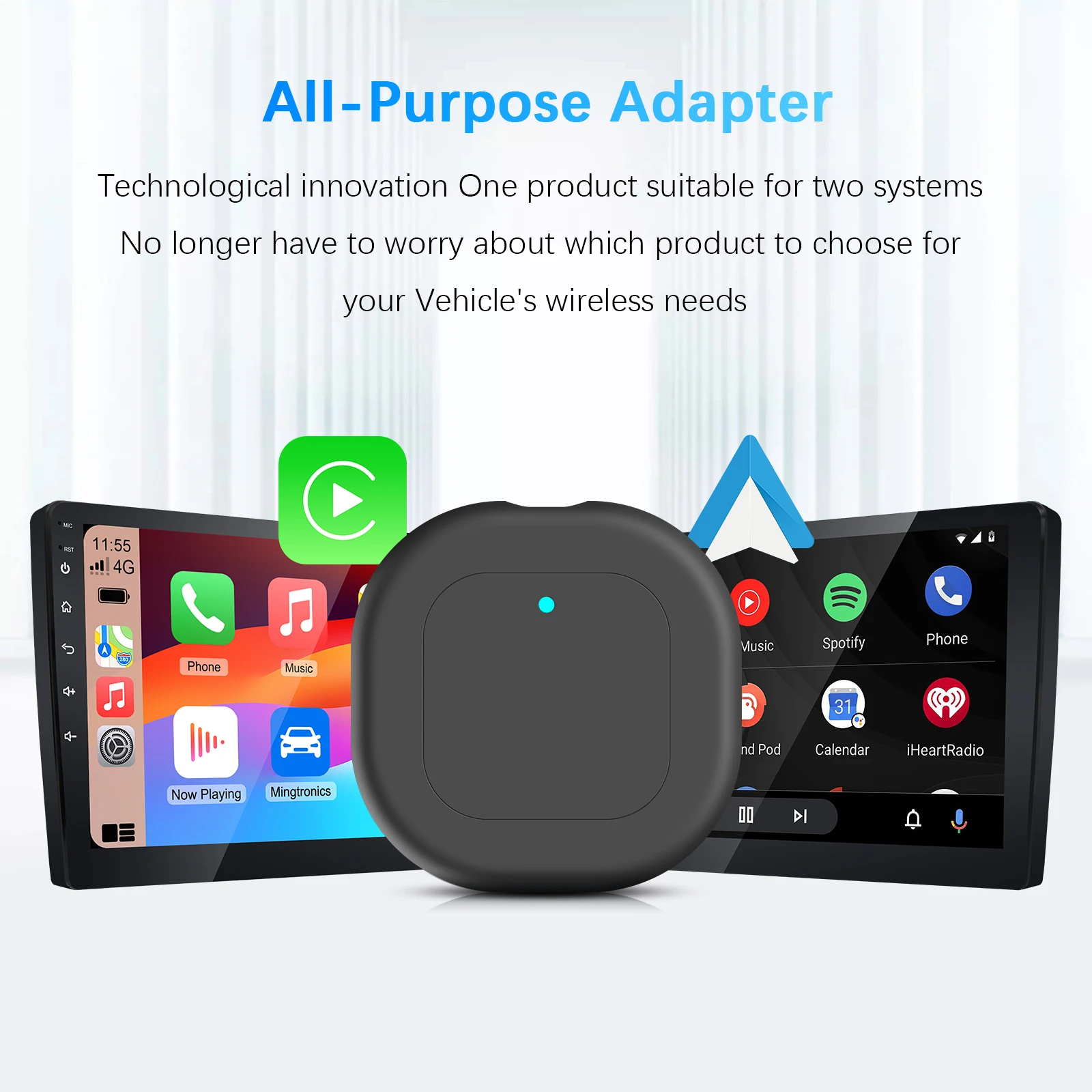 2-in-1 Wireless CarPlay Android Auto Adapter USB-Dongle mit kurzem Kabel Zero Space Occupation Passend für 99 % werkseitig verkabelte Autos