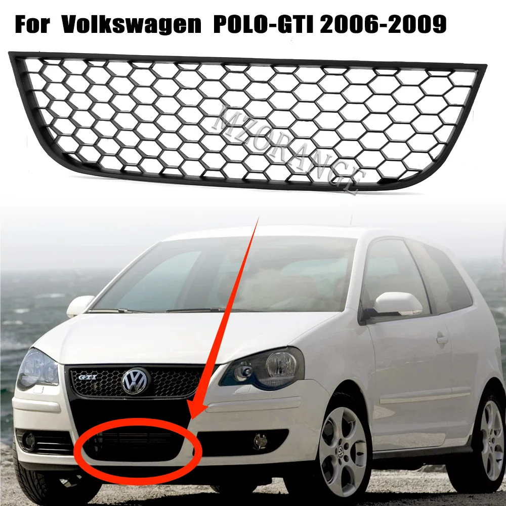 

Car Front Center Bumper Vent Grille Grill Cover For VW POLO-GTI MK4 9N3 2006 2007 2008 2009 ABS Black High Quality