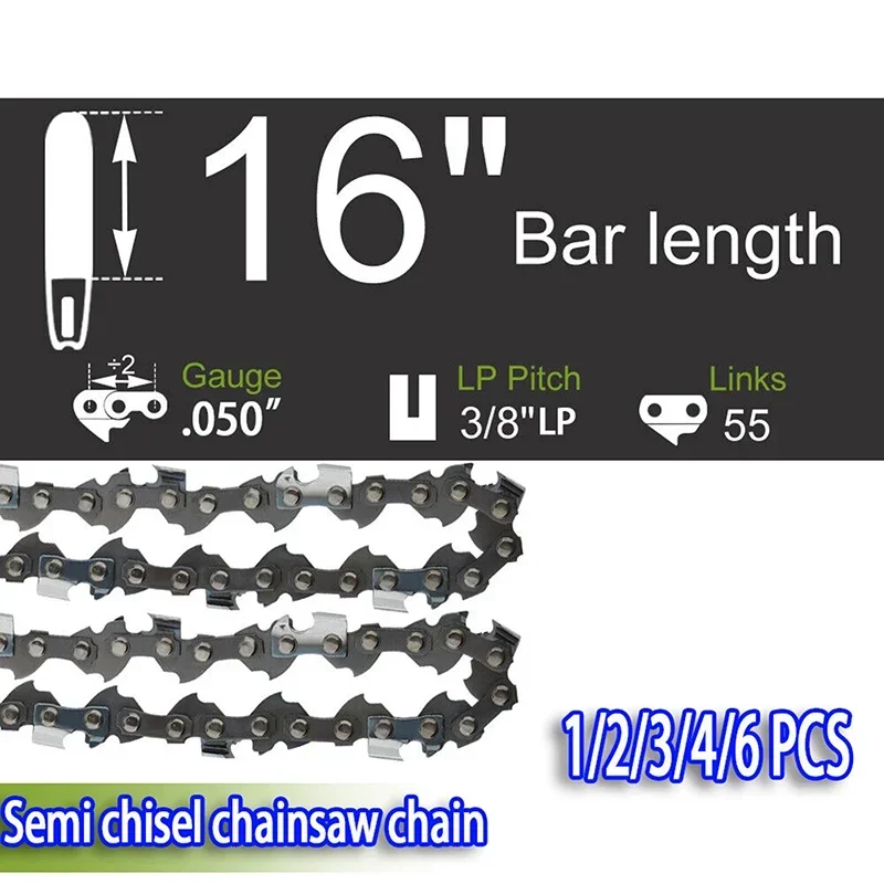 1/2/3/4/6 x Chainsaw Chain 16 Inch 3/8