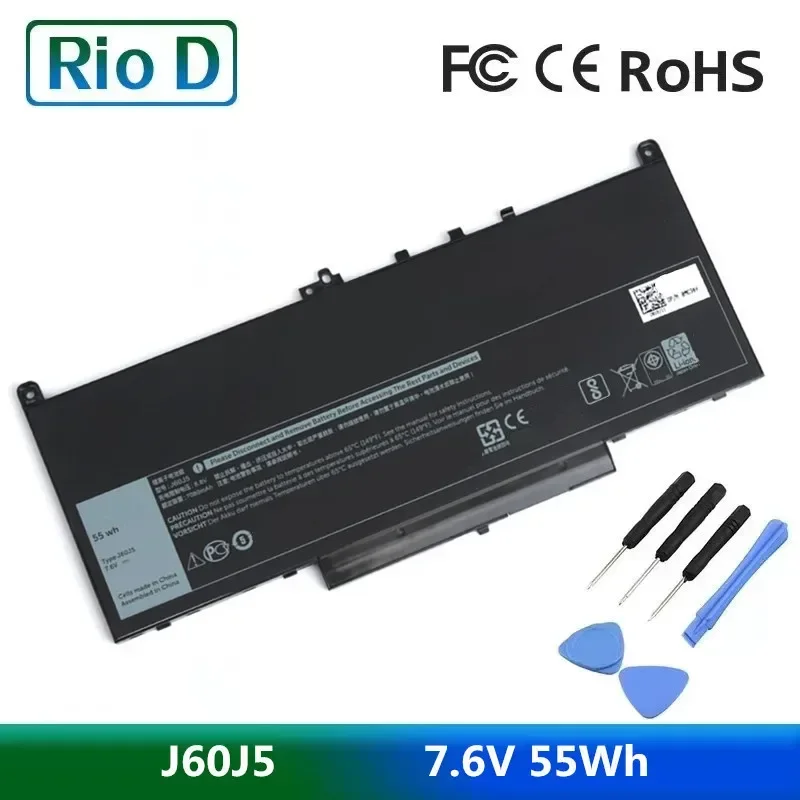 

New J60J5 7.6V 55Wh Laptop Battery for Dell Latitude R1V85 MC34Y 242WD E7270 E7470 J60J5