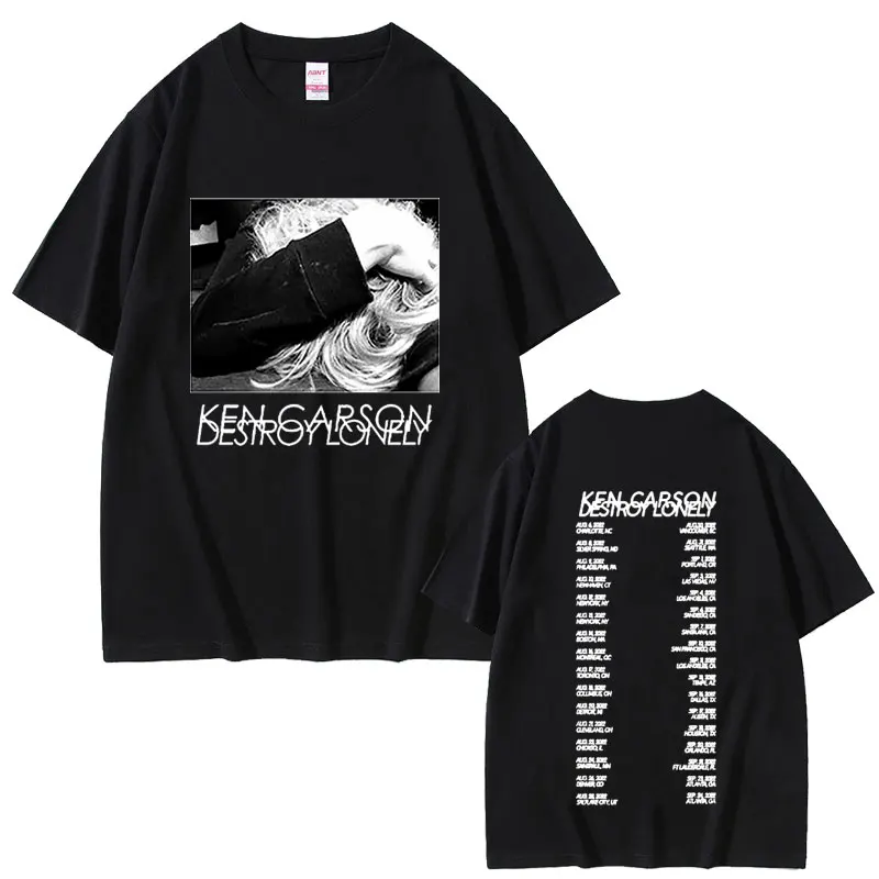 Rapper Ken Carson Destroy Lonely Print T-shirt Men Women Hip Hop Oversized O-collar T Shirts Male Fashion Casual Cotton Tshirt