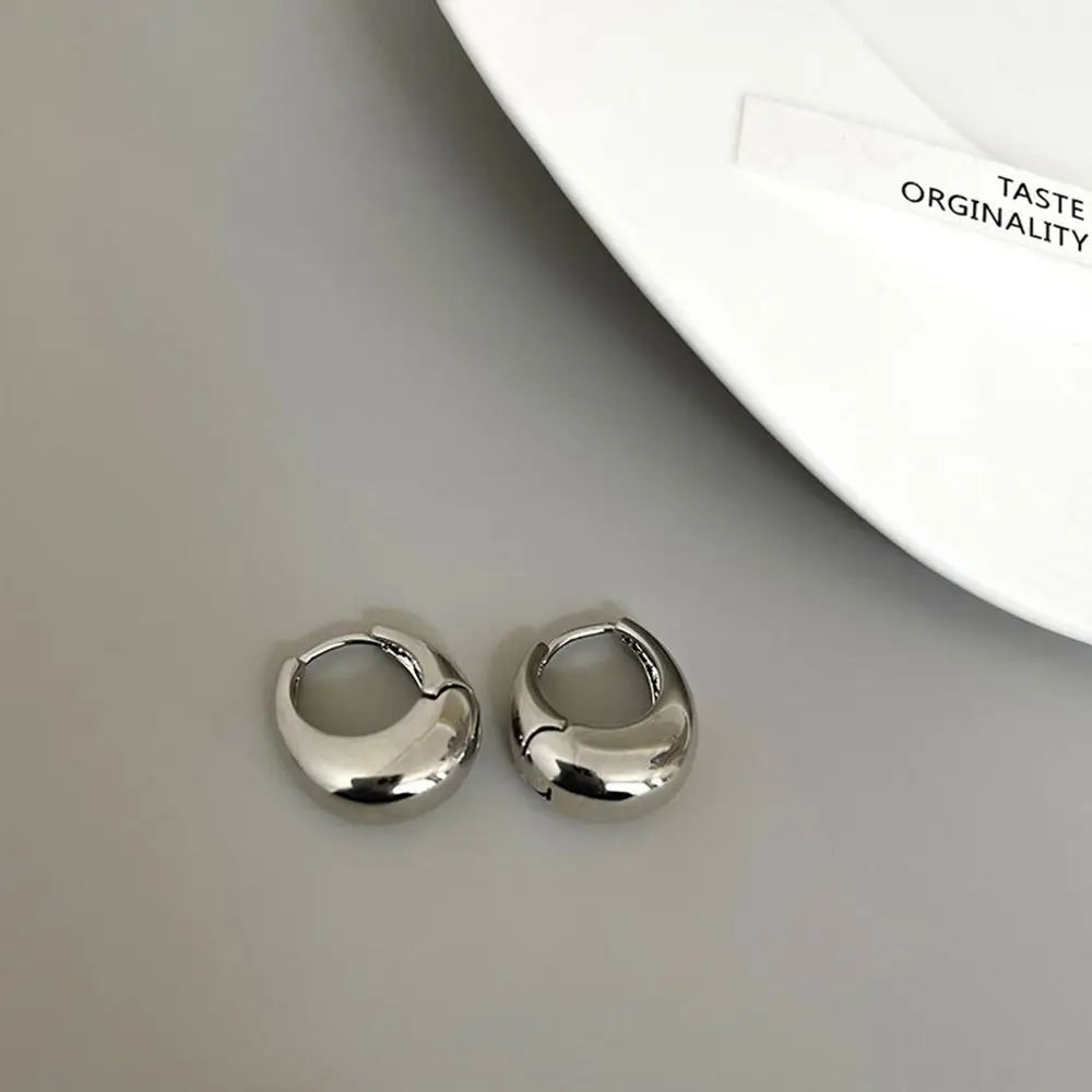 

Fashion Smooth Metal Chunky Hoop Earrings High-End Simple Ear Clips Versatile Geometric Earrings for Women