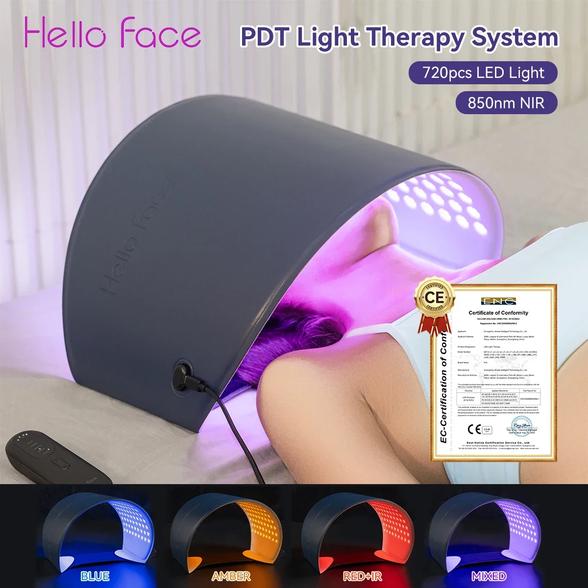 Hello Face 850nm Near Infrared PDT Light Therapy Mask 510K L6 720PCS LED Photon Beauty Device Red Light Face Mask Body Skin Care