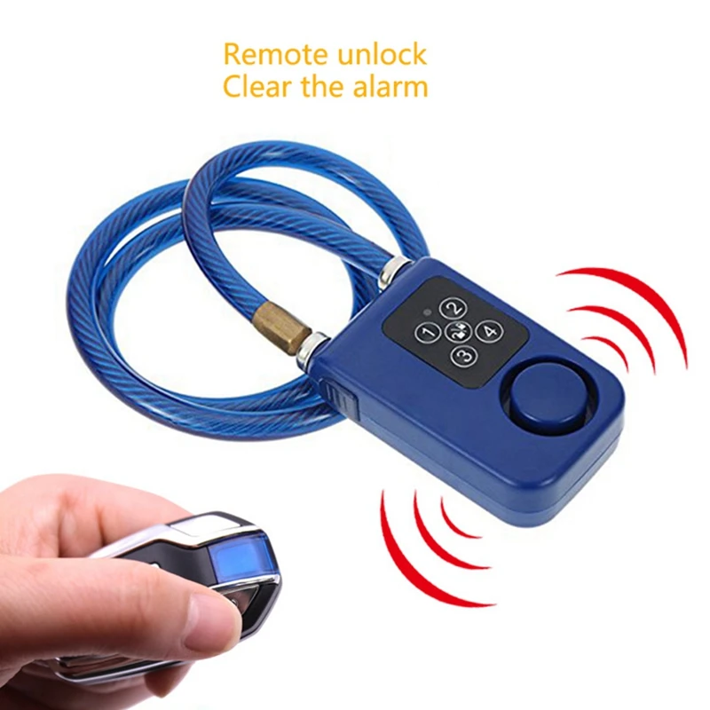 Cycling Security Lock Wireless Remote Control Alarm Lock Anti-Theft Vibration Alarm Lock Electric Motorcycle Code Chain Lock Red