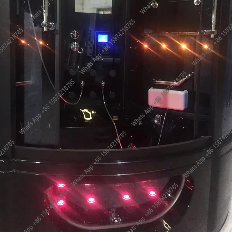 Kk Black Fan-shaped Integrated Bathroom Enclosed Shower Room With Bathtub Steam Room Surfing Massage Wet Steam Room view 3