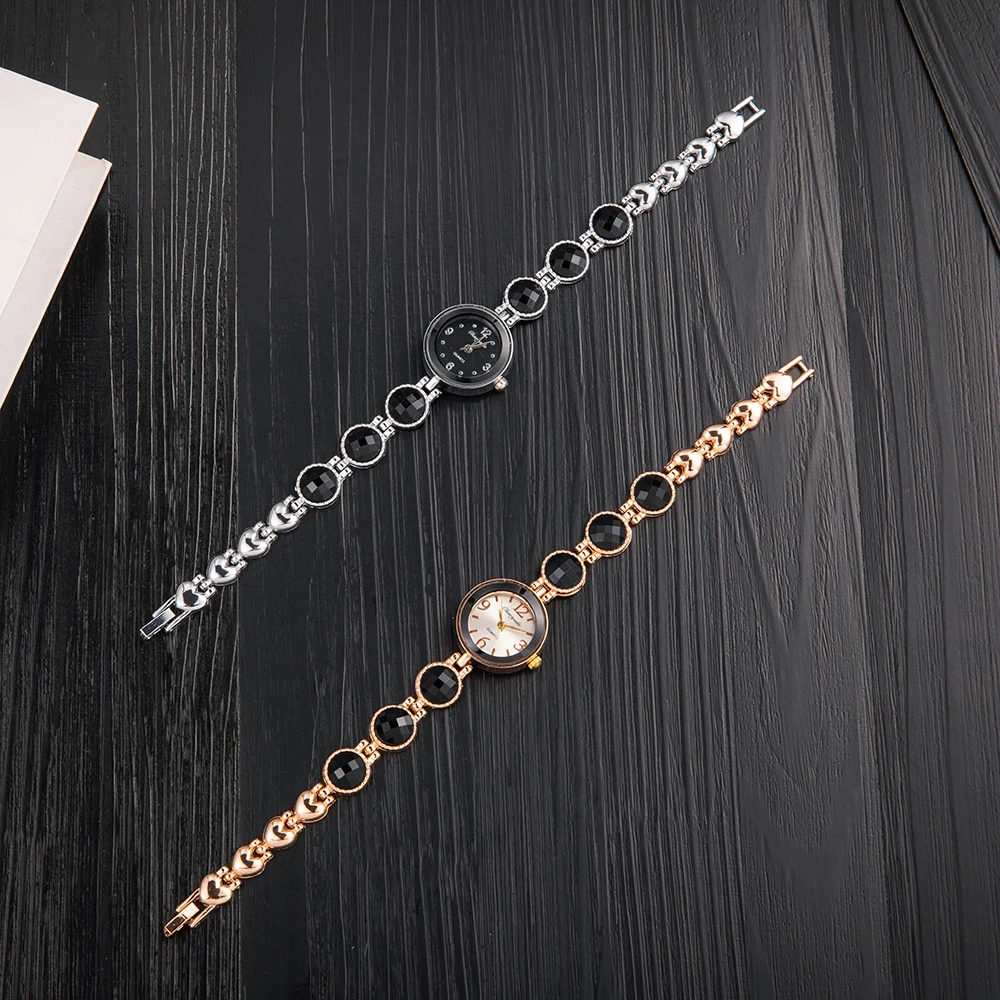 Creative Black Gemstone Women Watch Luxury Gold Metal Bracelet Watches Ladies Fashion Casual Wristwatch Female Clock reloj mujer