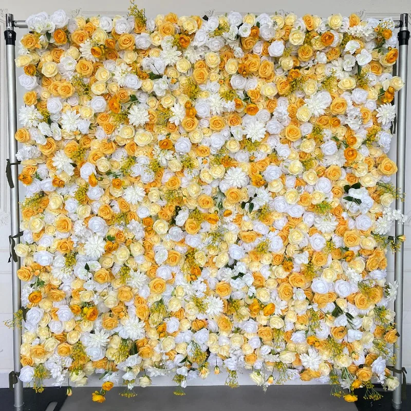 Yellow simulated flower wall cloth bottom floral background wall wedding party wedding background wall