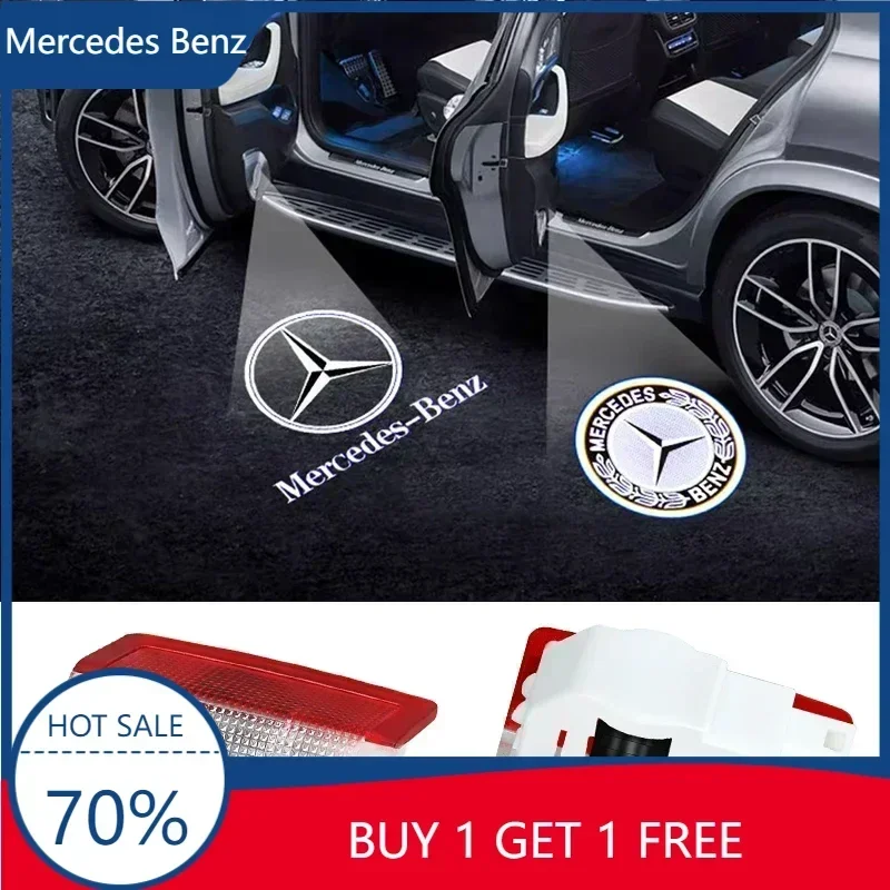 

For Mercedes Benz A C E Class GLE GLB GLC W205 W212 2pcs Car Door Welcome Light Led HD Projector Lamp Courtesy Lights