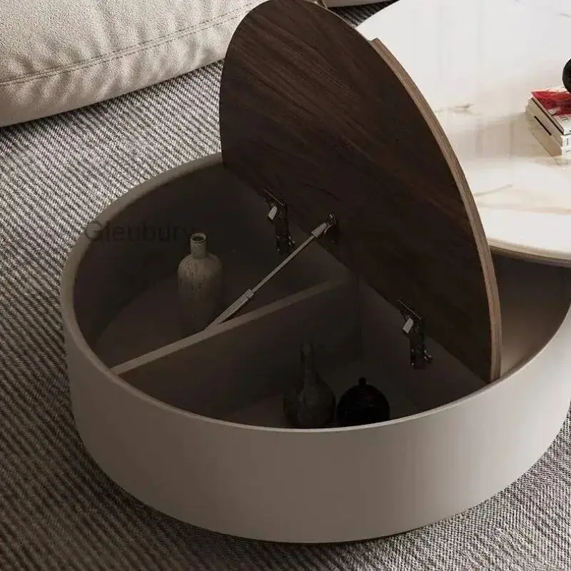 Rotating Modern Italian Minimalist Rock Round Slab Coffee Table High-end Creative Round Combination Coffee Tables Furniture Mesa