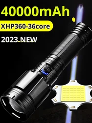 60000W XHP360 Led Flashlight 990000000LM Powerful Tactical Torch Rechargeable Super Long Range Outdoor Emergency Camping Lantern