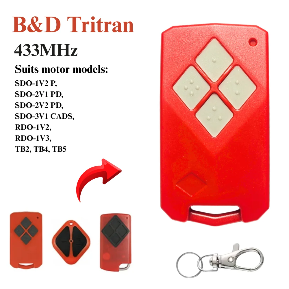 For B&D Tritran TB5 D2 BD4 Compatible Garage Door Opener Replacement Transmitter Remote Control for Security
