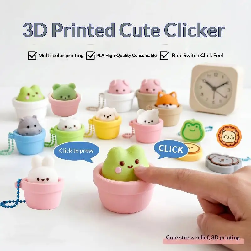 Finger Button Clicker Squeeze Keyring Cute Cartoon Animal Anti Stress Pressure Relief Funny Stress-relieving Toys