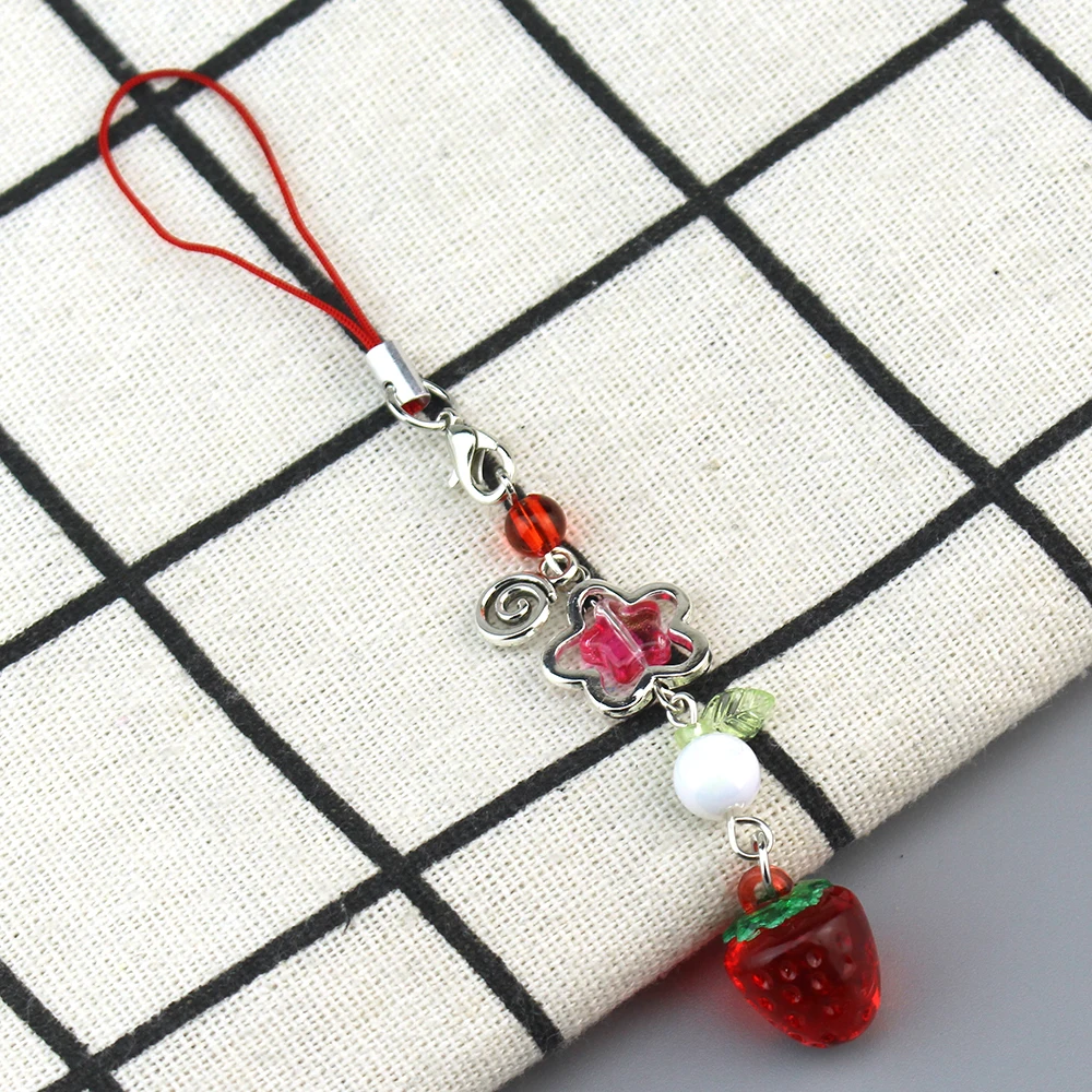 Sweet Y2K Cute Strawberry Keychain Cellphone Charm
