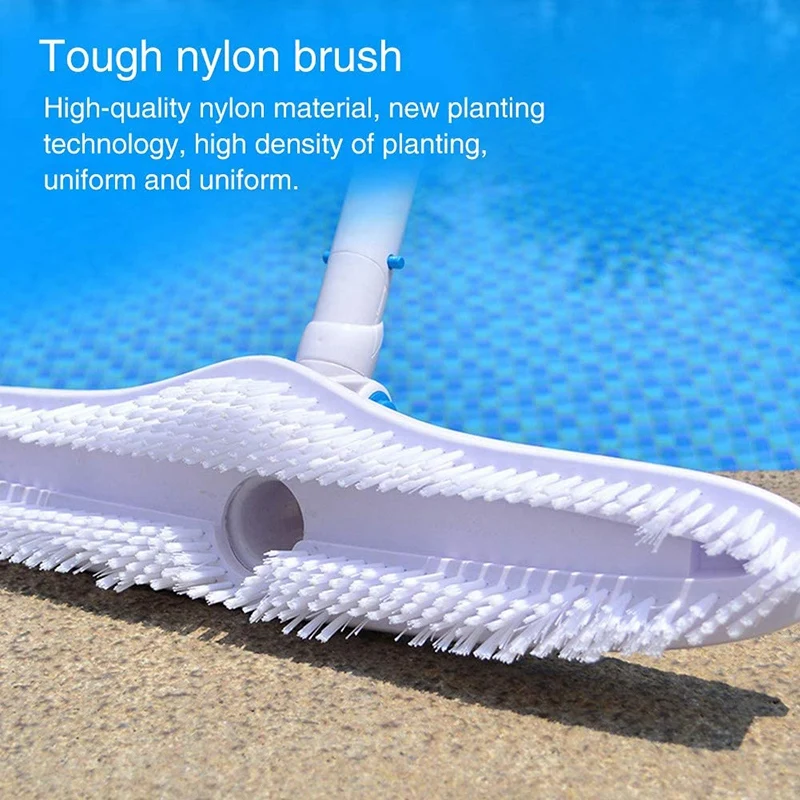 Swimming Pool Wall Floor Brush Suction Vacuum Head Cleaning Brushes Adjustable Handle Algae Scrubber Cleaner Tool