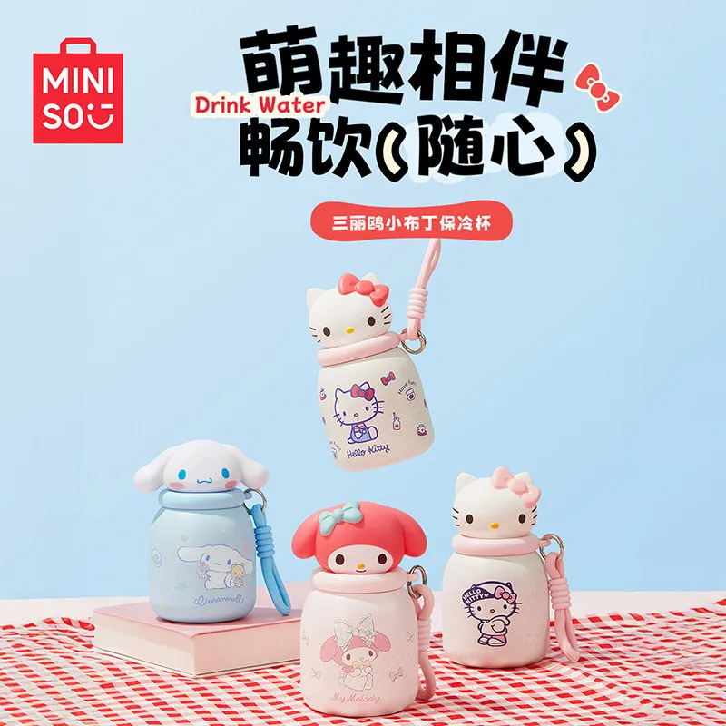 

Miniso Sanrio Insulated Water Bottle Cute My Melody Hello Kitty Cinnamoroll Mini Portable Cold And Heat Retention For Kids Girls