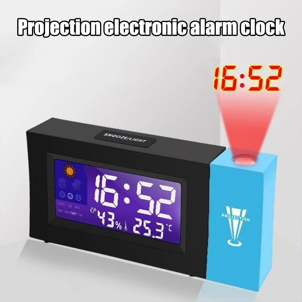 Voice Projection Alarm Clock LED Digital Smart Projector Snooze Alarm Clocks Electronic Weather Forecast Wake Up Desktop Clocks