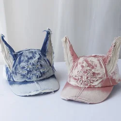 NEW Designer y2k wasteland style personalized cowboy perforated baseball cap women's three-dimensional ears street duckbill cap
