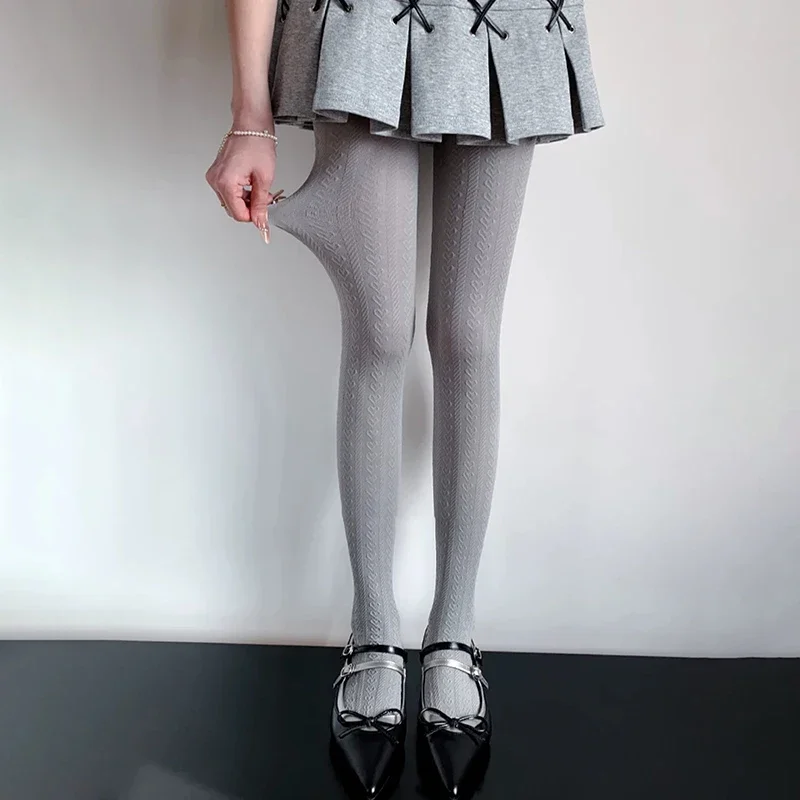 WomenCable Jacquard Tights Vertical Pattern Pantyhose Stretchy Knit Hosiery Soft Breathable for Skirt Dress Daily OutfitMatching