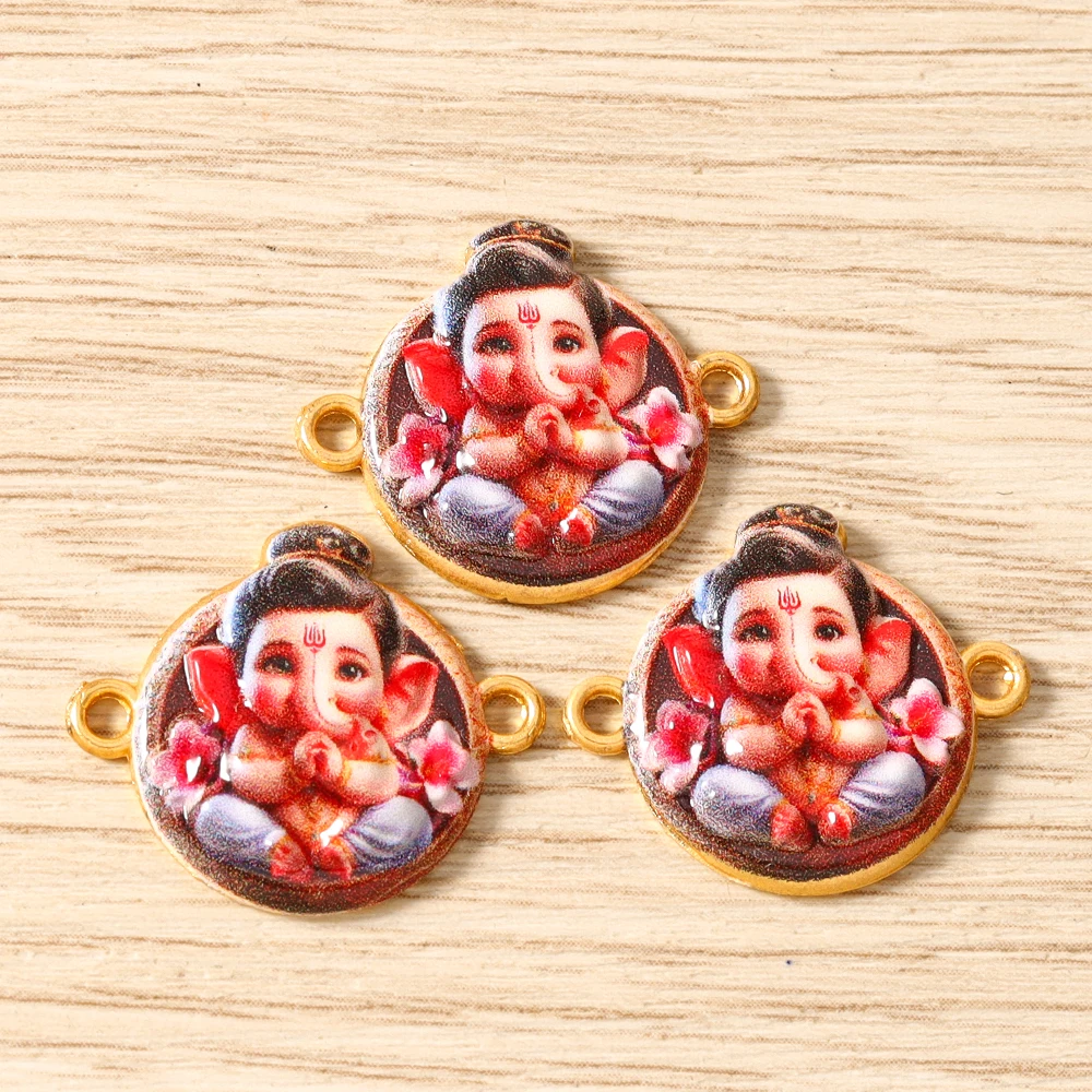 Tusember 20 Stück Emaille-Öltropfen-Anhänger mit Hinduismus-Motiven: Ganesha, Göttin, Kashi, Vishnu für Ohrringe, Halsketten, Schmuckherstellung, DIY-Zubehör – Detail 8