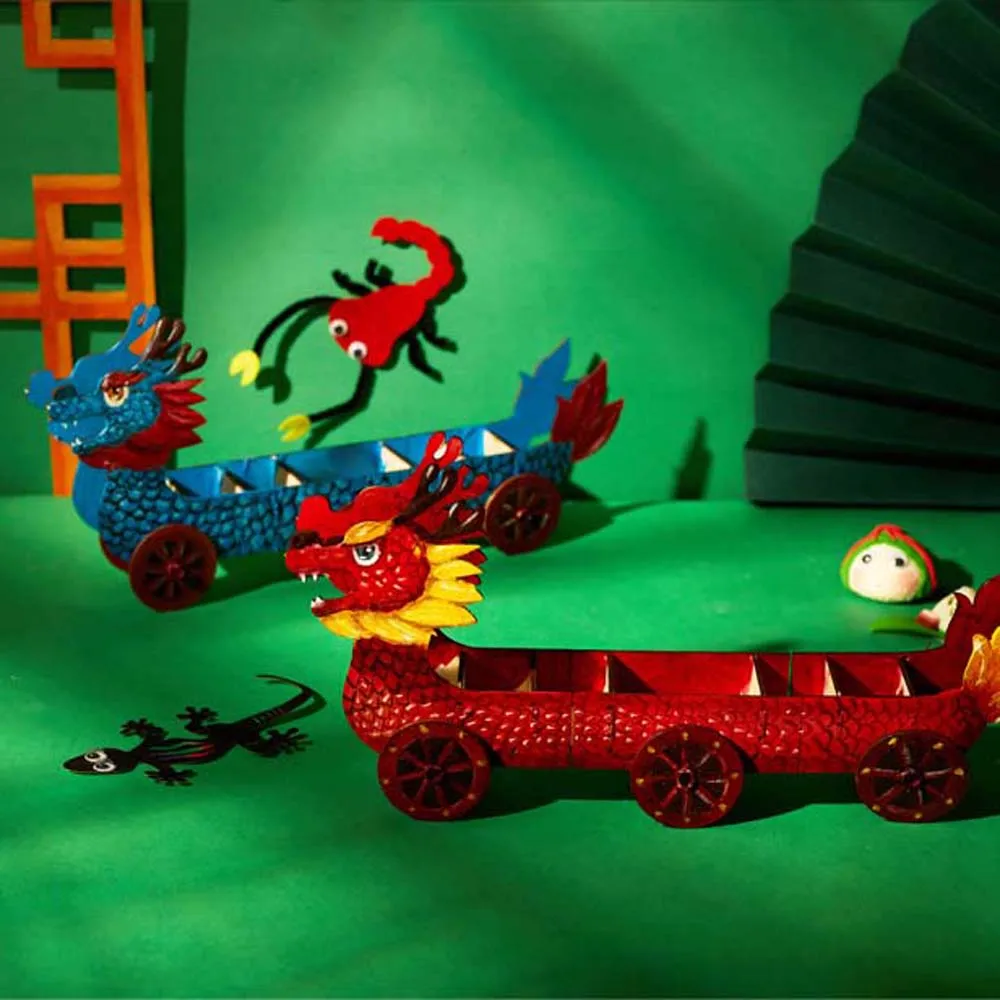 DIY Graffiti Dragon Boat Car Dragon Boat Building Blocks Toys Intelligence Development Dragon Boat Action Figure