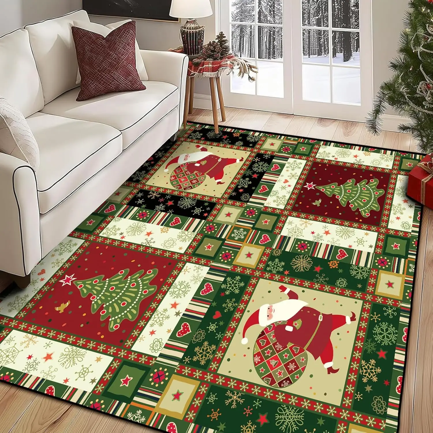 

Рождественский коврик, клетчатый коврик для прихожей, гостиной, спальни, Санта-Рождественской елки, напольный коврик, ковер, декор счастливого Рождества