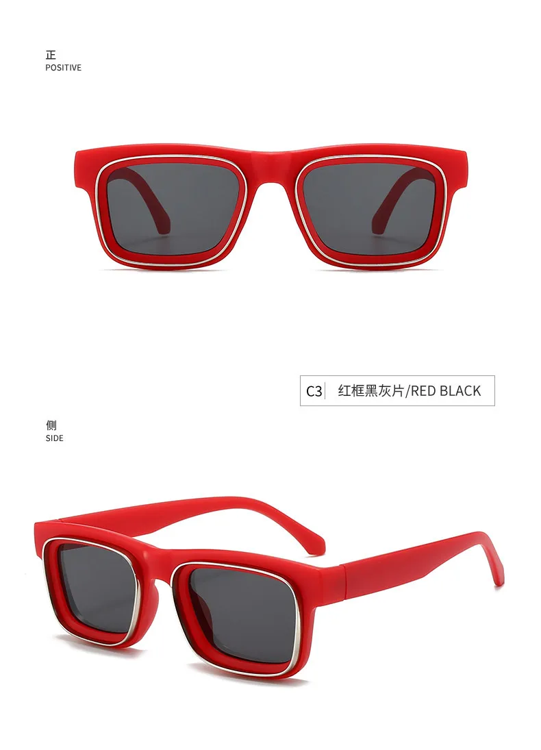 Neue Vintage Quadratische Sonnenbrille für Damen und Herren Marken-Rechteck-Sonnenbrille Ovale Brillen für Männer und Frauen – Detail 7