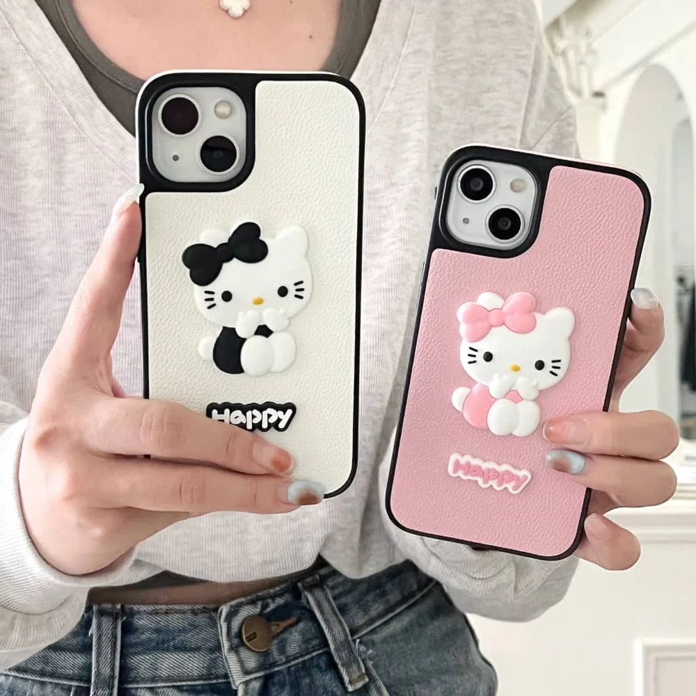 Hello Kitty جرابات هاتف شخصية كرتونية أنيمي ، ناعم ، جميل ، مضاد للسقوط ، غطاء خلفي واقي ، لطيف ، مناسب لهاتف آيفون 12 ، 13 ، 14 ، 15 برو ماكس