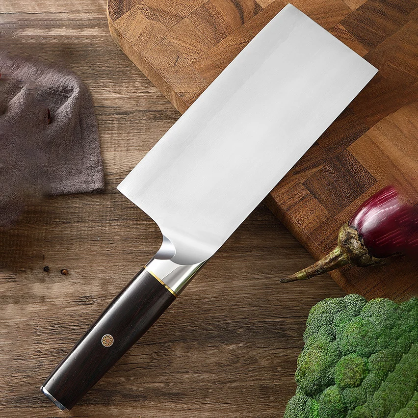 

7.3 Inch Slicing Knife Welding PM204 Powder High-Speed Steel Blade Ebony Handle Cleaver Meat Cutting Vegetables Kitchen Knives