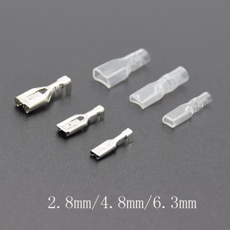 100pcs/50pcs  2.8 /4.8 /6.3 Crimp Terminal with Insulating Sleeves For Terminals 22-16AWG  Female Spade Connector