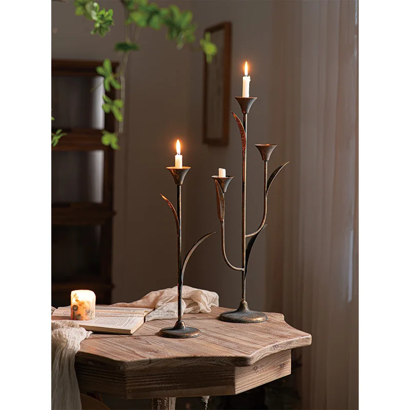 

Европейский простой декор для дома: винтажный металлический подсвечник золотого цвета для свечей