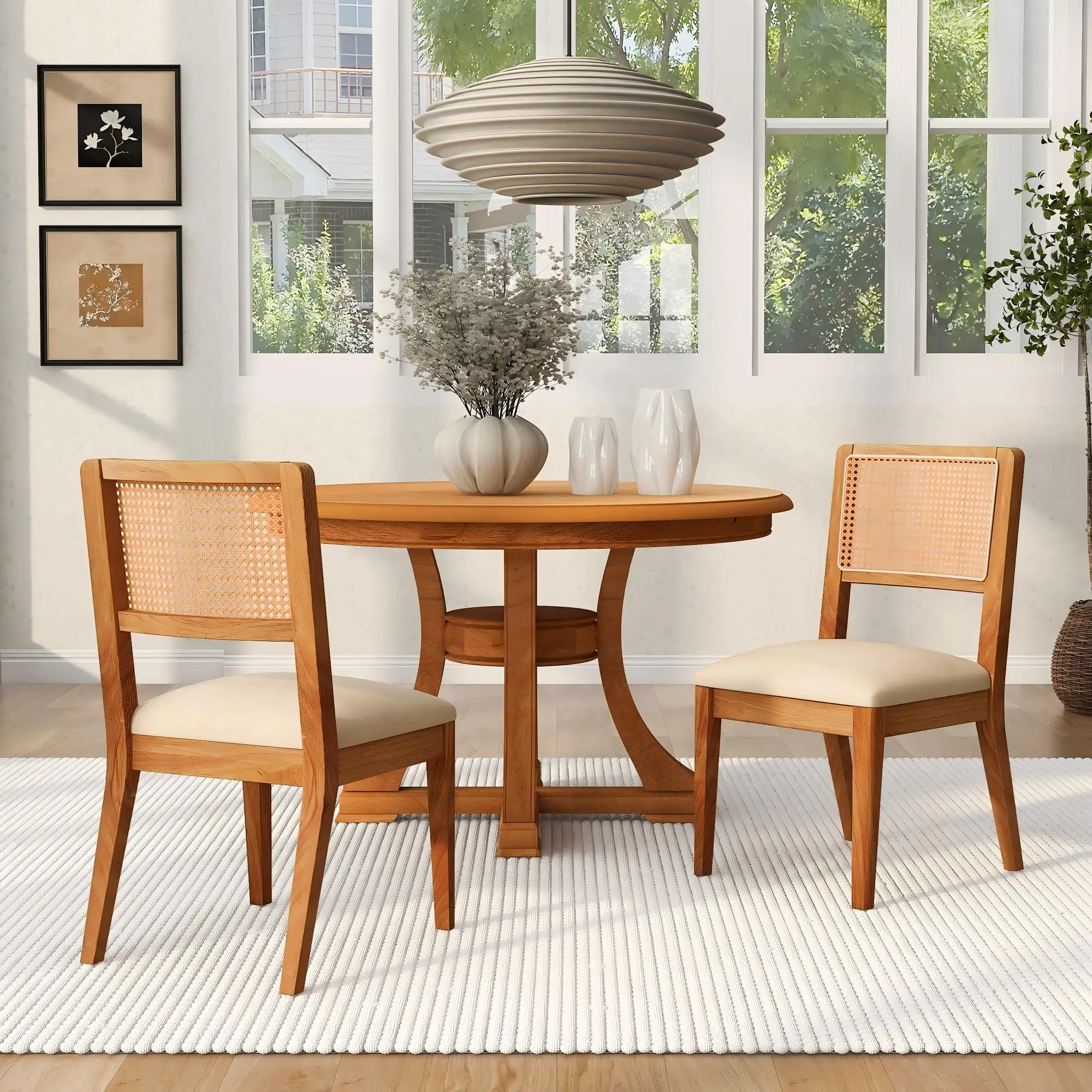 Set of 2 Rubber Wood Dining Chairs, 18.5